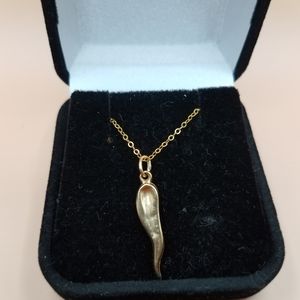 14kt yellow gold Italian horn necklace